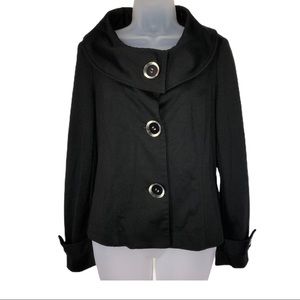 TRIBAL Black Shirt Jacket Blazer Coat Button